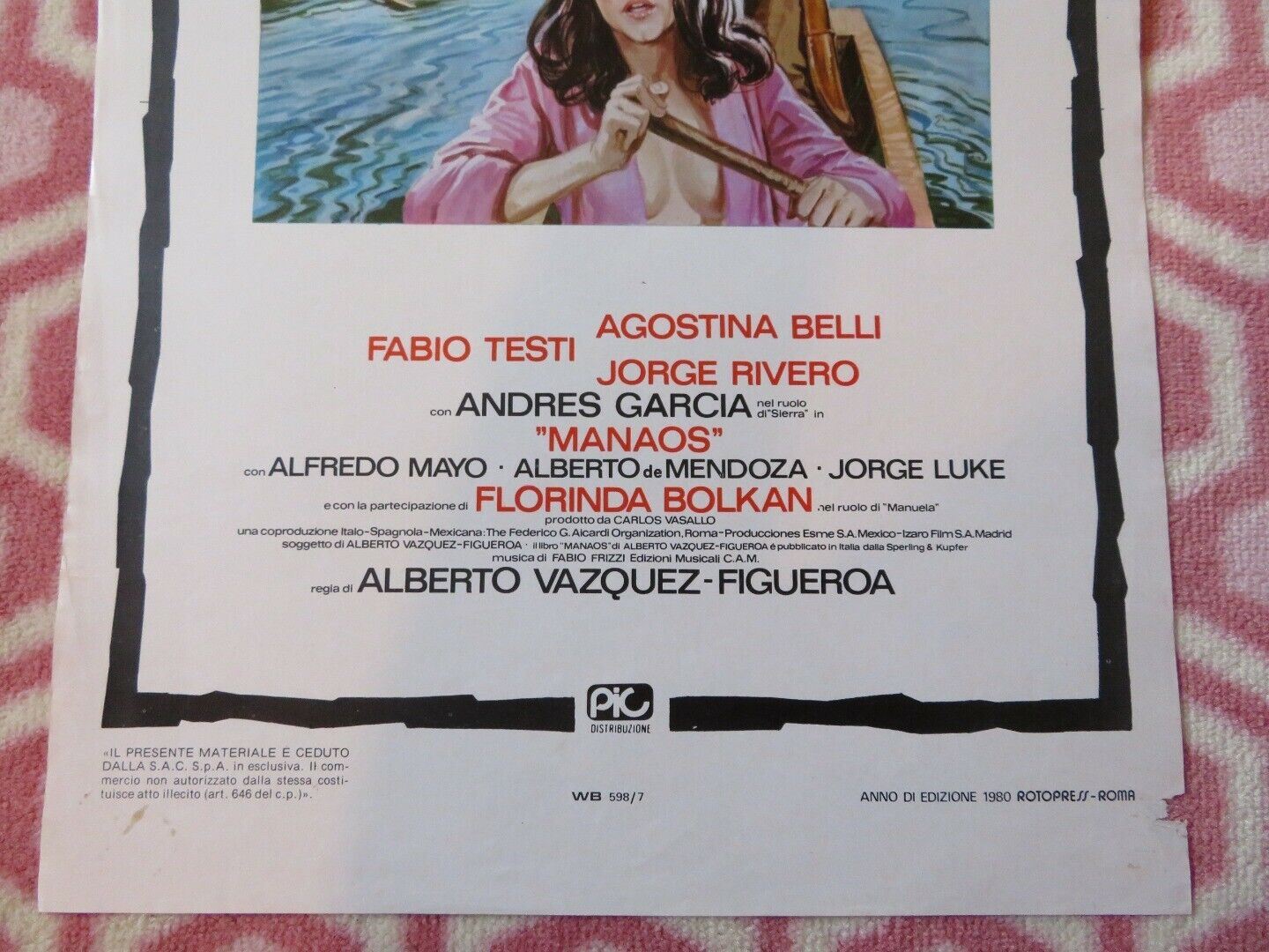 MANAOS  ITALIAN LOCANDINA (27.5"x13") POSTER FABIO TESTI AGOSTINA BELLI 1980