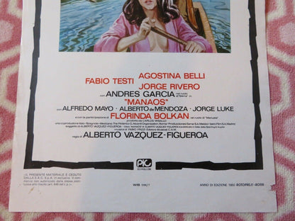 MANAOS  ITALIAN LOCANDINA (27.5"x13") POSTER FABIO TESTI AGOSTINA BELLI 1980