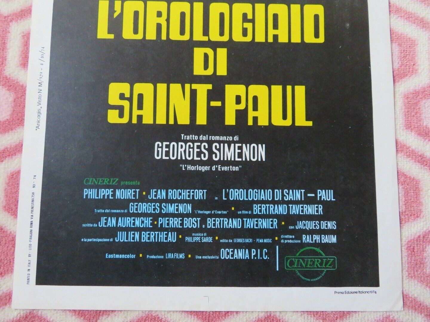 L'OROLOGIAIO DI SAINT-PAUL ITALIAN LOCANDINA (27.5"x13") POSTER P NOIRET 1974