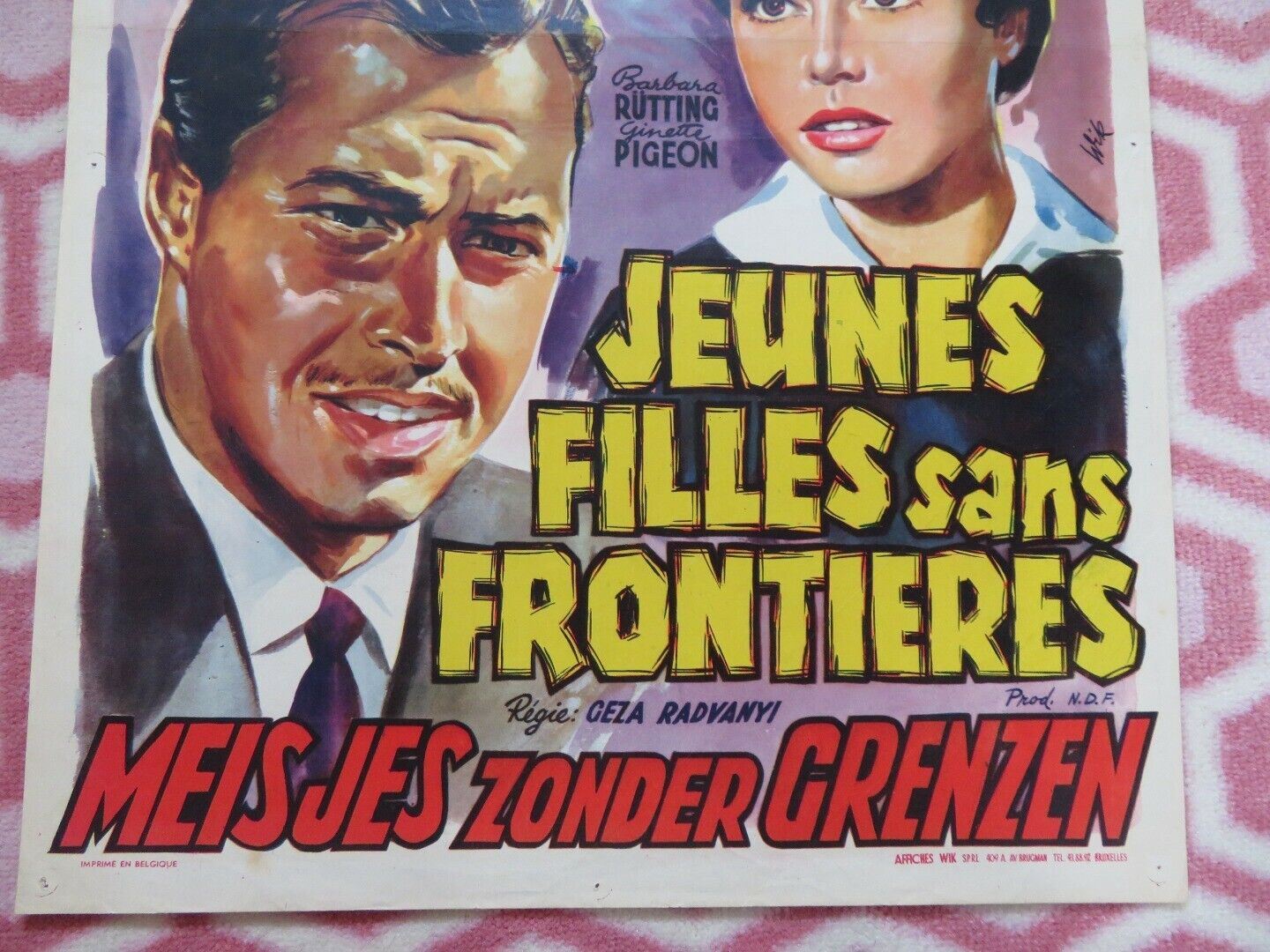 JEUNES FILLES SANS FRONTIERES BELGIUM (21.5"x 14") POSTER SONJA ZIEMAN 1955