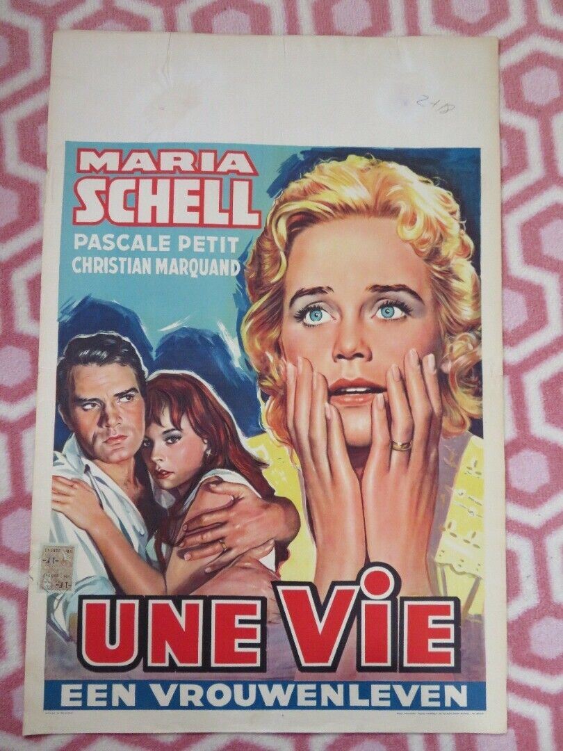 UNE VIE/One Life BELGIUM (22"x 14.5") POSTER MARIA SCHELL PASCALE PETIT 1958