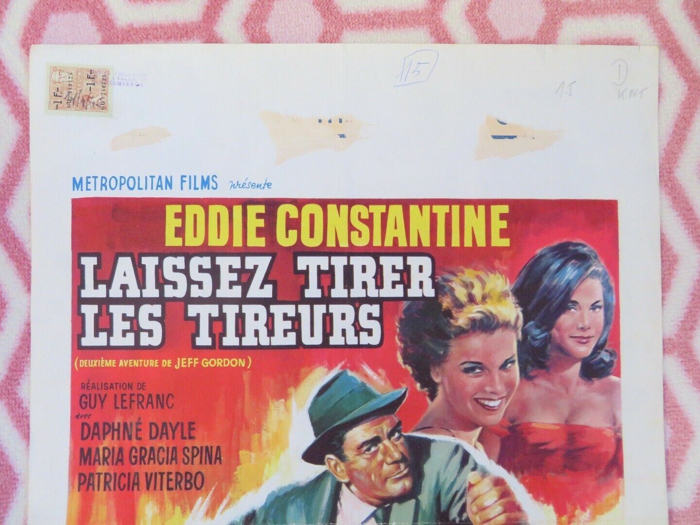 LAISSEZ TIRER LES TIREURS  BELGIUM (21.5"x14.5") POSTER EDDIE CONSTANTINE