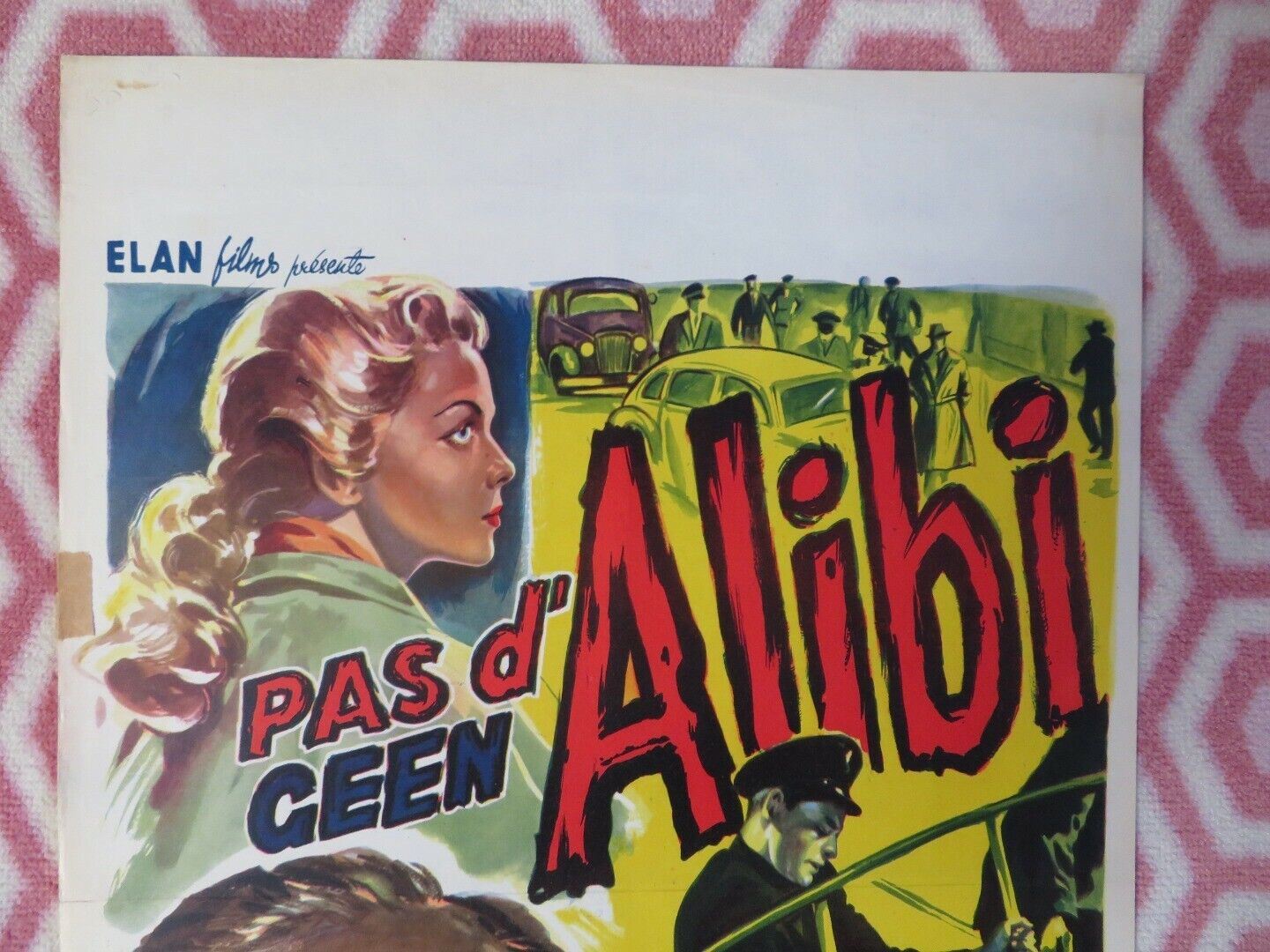 PAS D' ALIBI BELGIUM (21.5"x14") POSTER O.E HASSE MARTIN HELD 1955