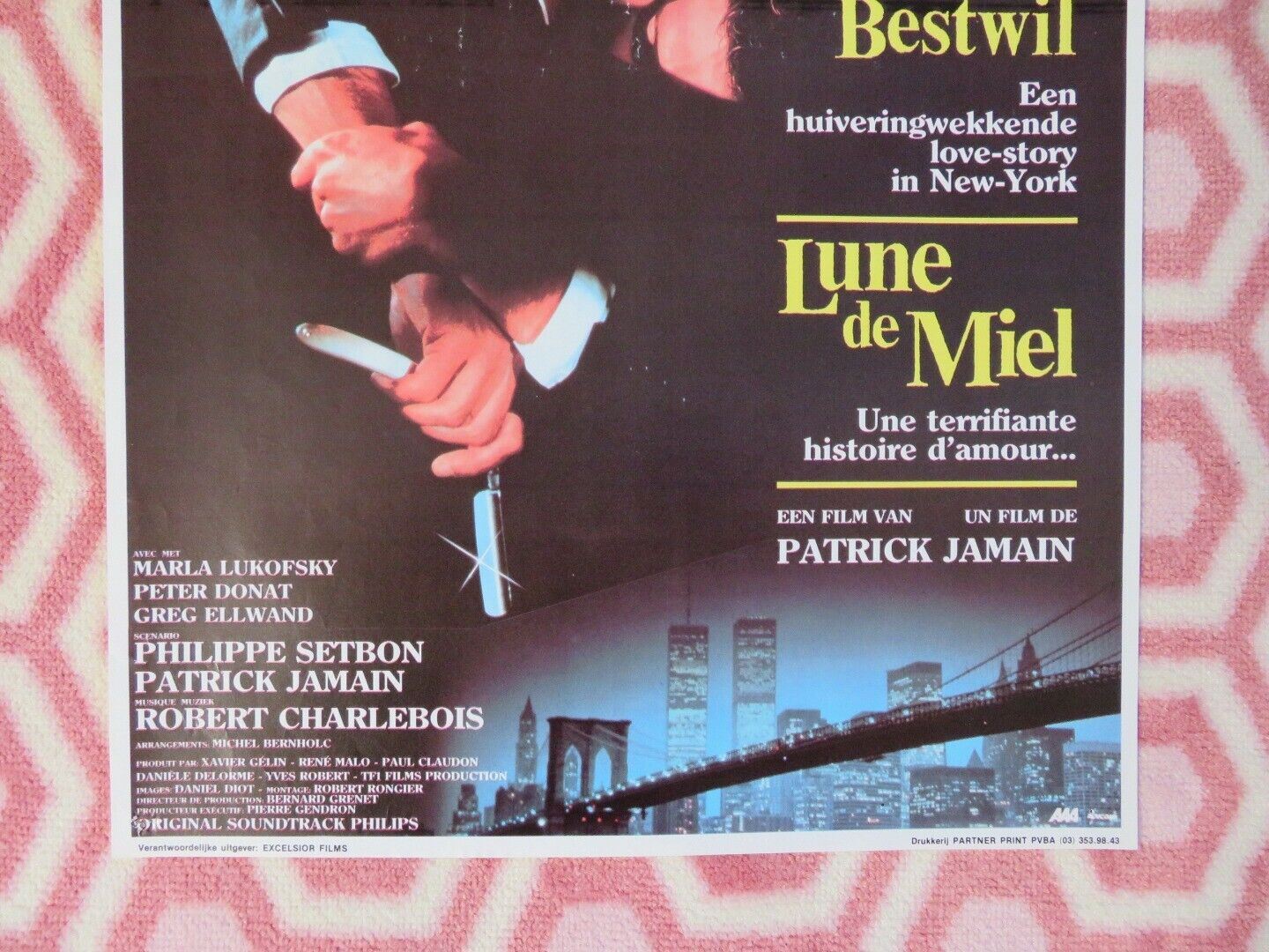 HONEYMOON BELGIUM (20.5"x13") POSTER NATHALIE BAYE JOHN SHEA 1985