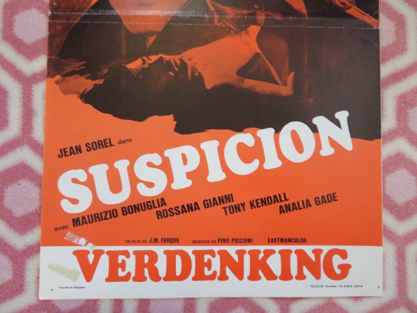 SUSPICION/ In the Eye of the Hurricane BELGIUM (21.5"x13") POSTER JEAN SOREL '71