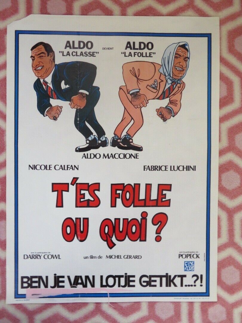 T'ES FOLLE OU QUOI BELGIUM (19.5"x14.5") POSTER ALDO MACCIONE NICOLE CALFAN 1982