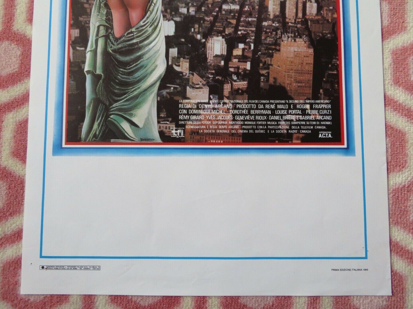 IL DECLIO DELL' IMPERO AMERICANO ITALIAN LOCANDINA (27.5"x13") POSTER  1986