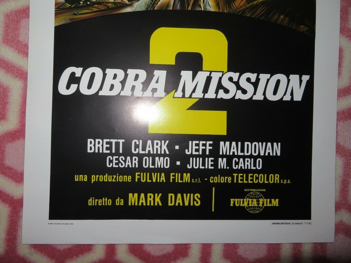 COBRA MISSION 2 ITALIAN LOCANDINA (27.5"x13") POSTER  BRETT CLARK 1988