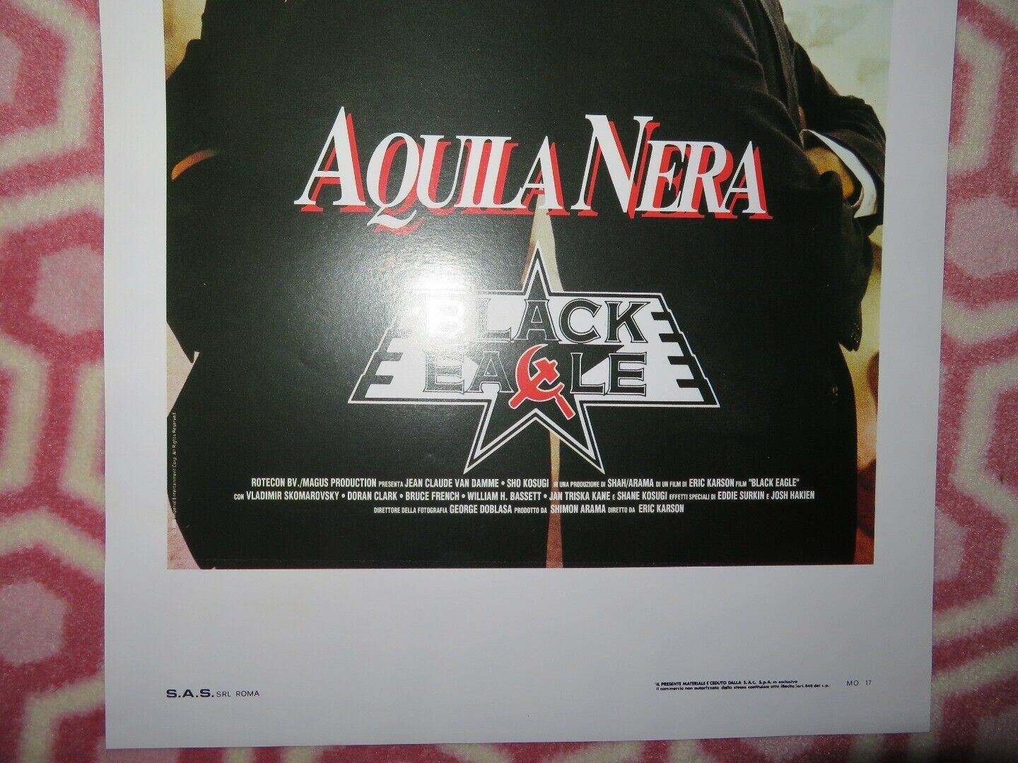 AQUILA NERA / Black Eagle  ITALIAN LOCANDINA (27.5"x13") POSTER VAN DAMME 1988