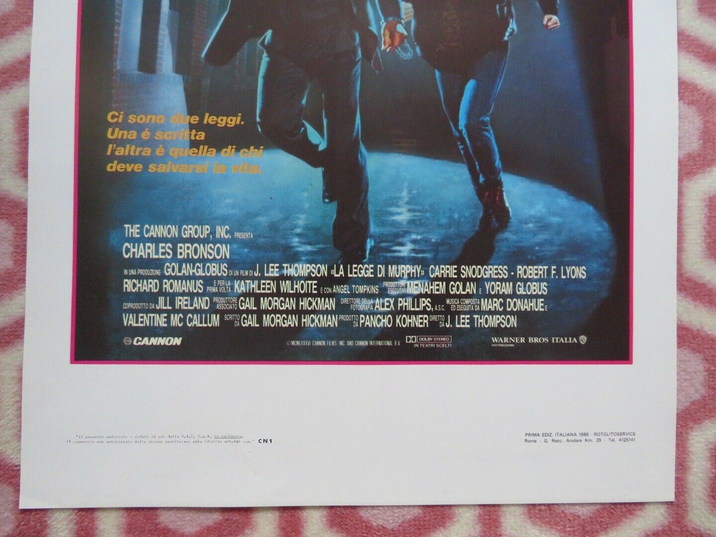 MURPHY'S LAW ITALIAN LOCANDINA (27.5"x13") POSTER CANNON CHARLES BRONSON 1986