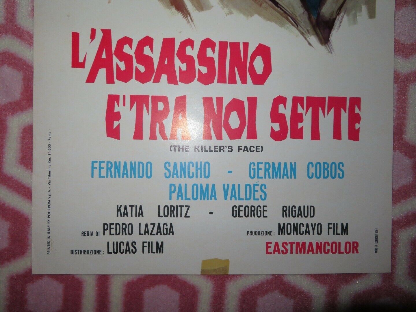 L'ASSASSINO E'TRA NOI SETTE ITALIAN LOCANDINA (24.5"x12.5") POSTER 1967