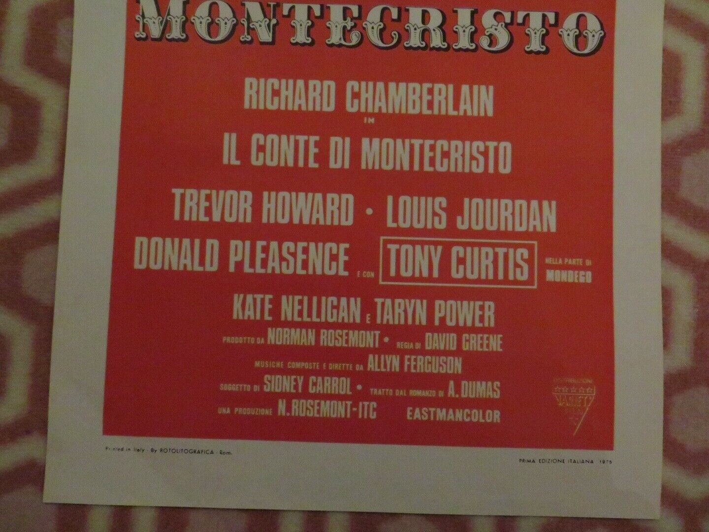 IL CONTE DI MONTE-CRISTO ITALIAN LOCANDINA (27.5"x13") POSTER 1975