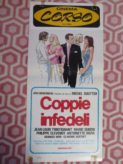 COPPIE INFEDELI / Escapade ITALIAN LOCANDINA  (27.5"x13") POSTER M SOUTTER 1974