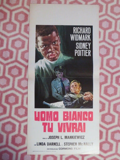 UOMO BIANCO TU VIVRAI / No Way Out ITALIAN LOCANDINA  (27.5"x13") POSTER 1951