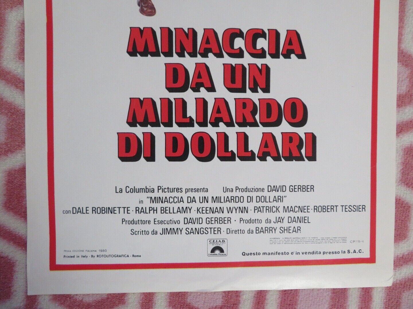 MINACCIA DA UN MILIARDO DI DOLLARI ITALIAN LOCANDINA  (27.5"x13") POSTER 1980