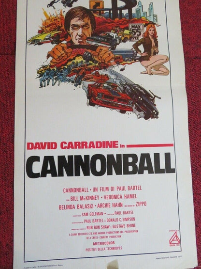 CANNONBALL  ITALIAN LOCANDINA (27.5"x13")  POSTER DAVID CARRADINE 1977