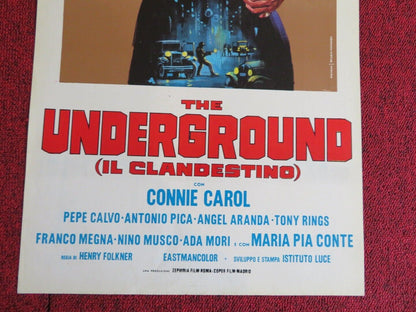 THE UNDERGROUND /IL CLANDESTINO ITALIAN LOCANDINA (27.5"x13")  POSTER 1970