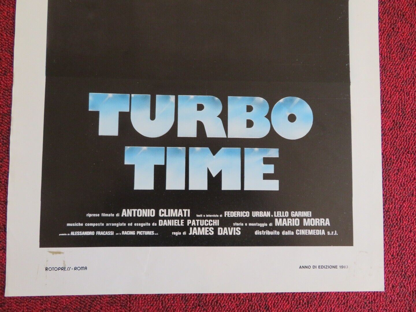 TURBO TIME ITALIAN LOCANDINA (27.5"x13") POSTER JAMES DAVIS 1983