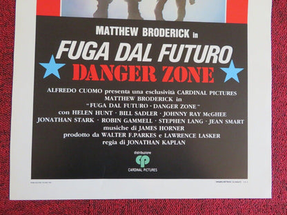 DANGER ZONE / Project X  ITALIAN LOCANDINA (27.5"x13") POSTER M BRODERICK 1988