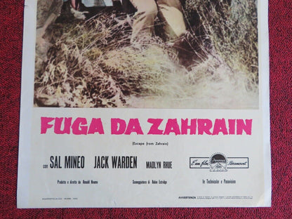 FUGA DA ZAHRAIN / Escape from Zahrain ITALIAN LOCANDINA (27.5"x13") POSTER 1962