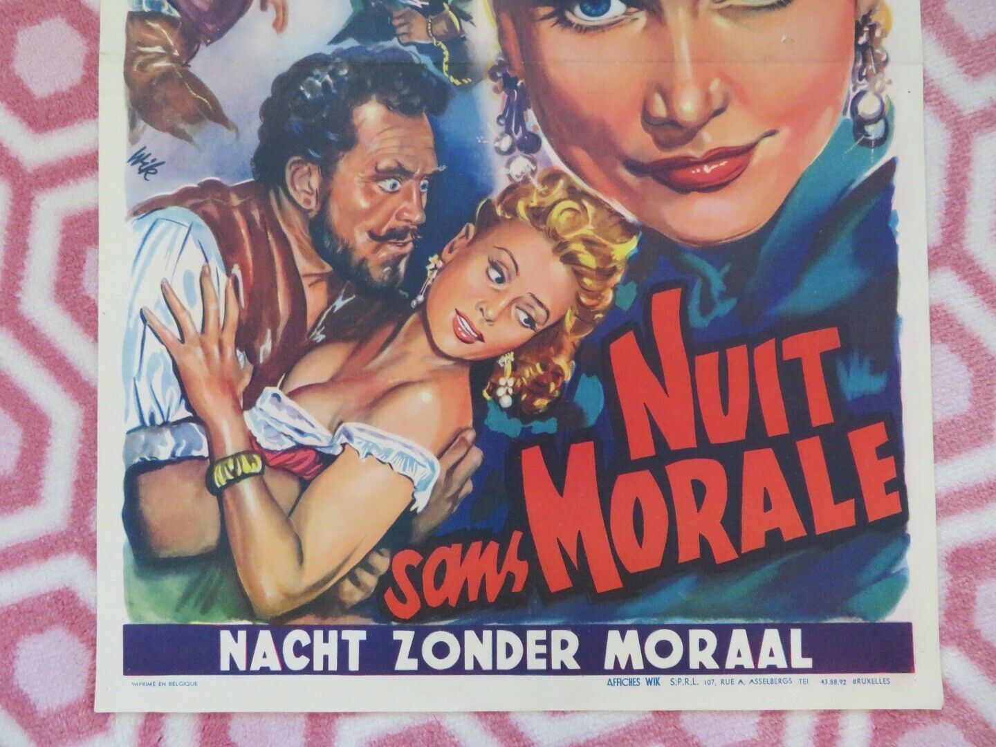 NACHT ZONDER MORAAL/ Die Nacht ohne Moral  BELGIUM (21.5"x14") POSTER 1953
