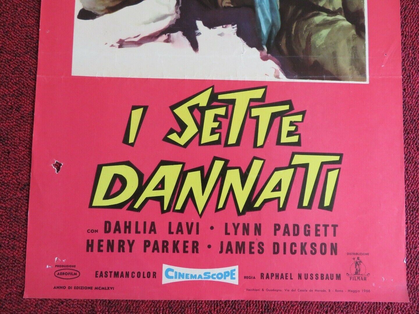 I SETTE DANNATI / Brennender Sand ITALIAN LOCANDINA (27.5"x13.5") POSTER 1966