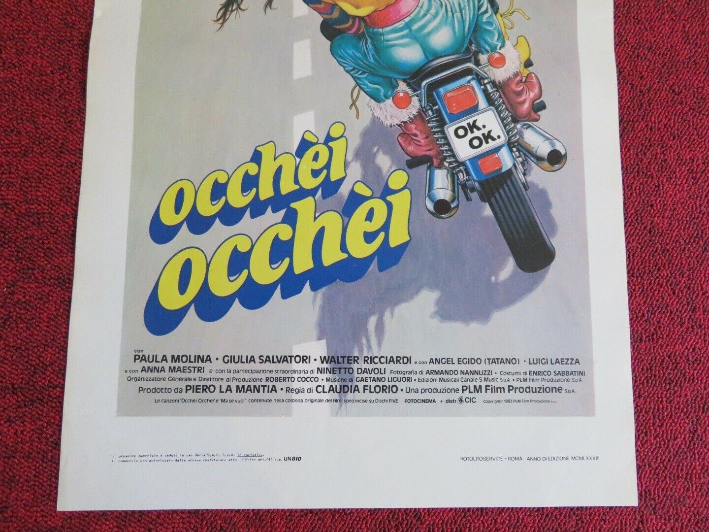 OCCHEI OCCHEI  ITALIAN LOCANDINA (25.5"x13") POSTER PAULA MOLINA 1983