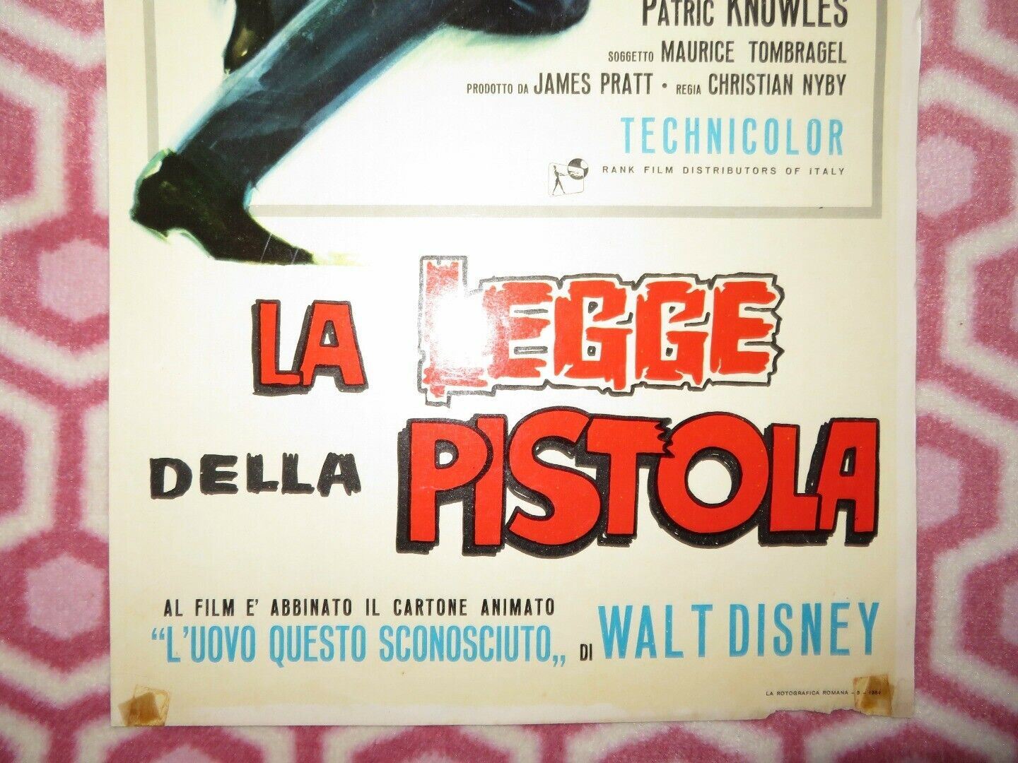 LA LEGGE DELLA PISTOLA ITALIAN LOCANDINA (27.5"x13") POSTER DISNEY 1964