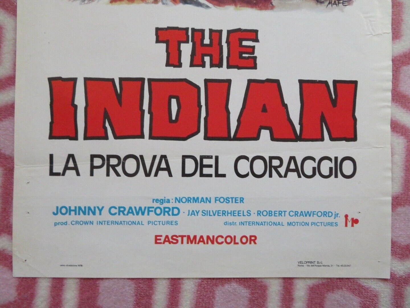 THE INDIAN LA PROVA DEL CORAGGIO ITALIAN LOCANDINA (27.5"x13") POSTER 1978