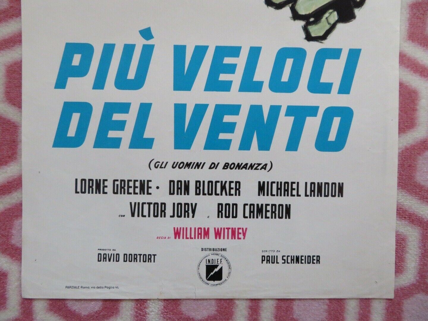 PIU VELOCI DEL VENTO ITALIAN LOCANDINA (27.5"x13") POSTER 1966