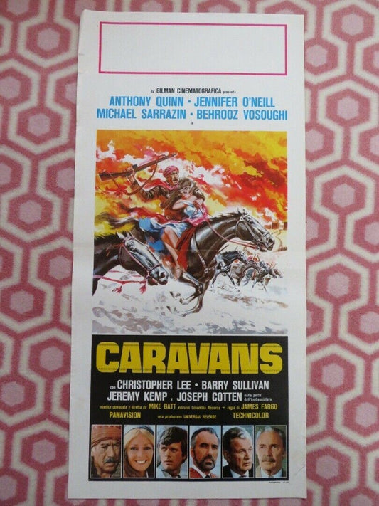 CARAVANS ITALIAN LOCANDINA (27.5"x13") POSTER ANTHONY QUINN BARRY SULLIVAN 1979