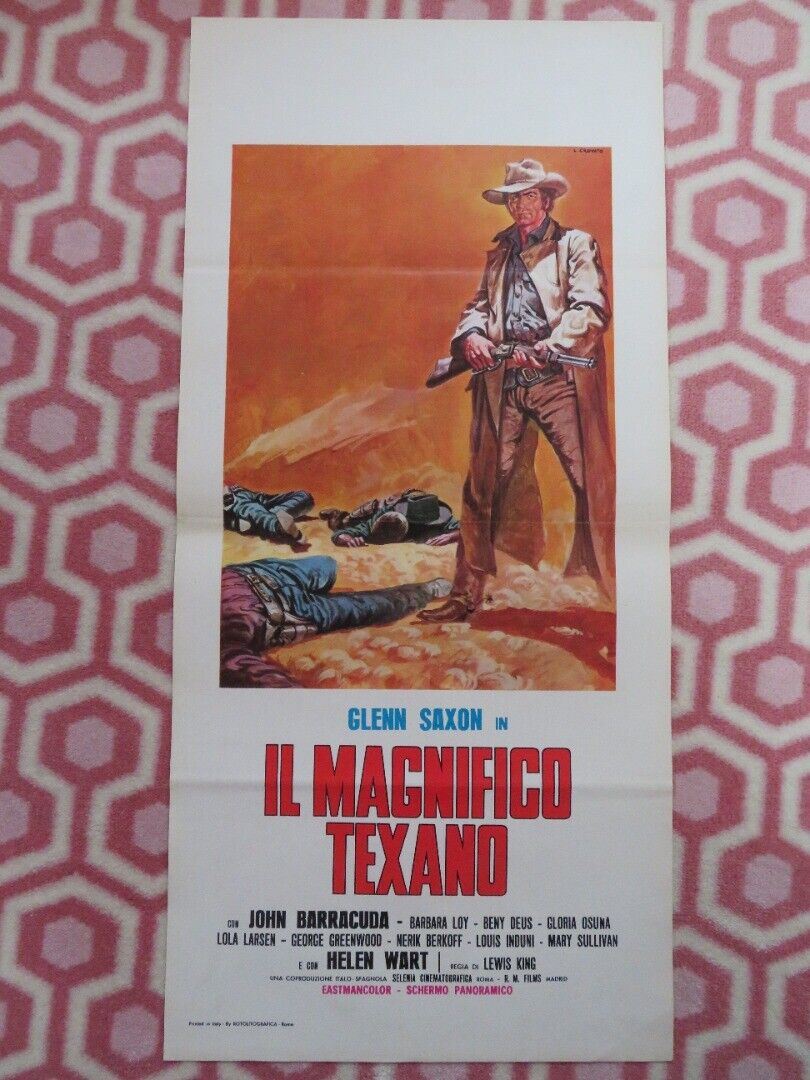 IL MAGNIFICO TEXANO  ITALIAN LOCANDINA (27.5"x13") POSTER GLENN SAXON 1967