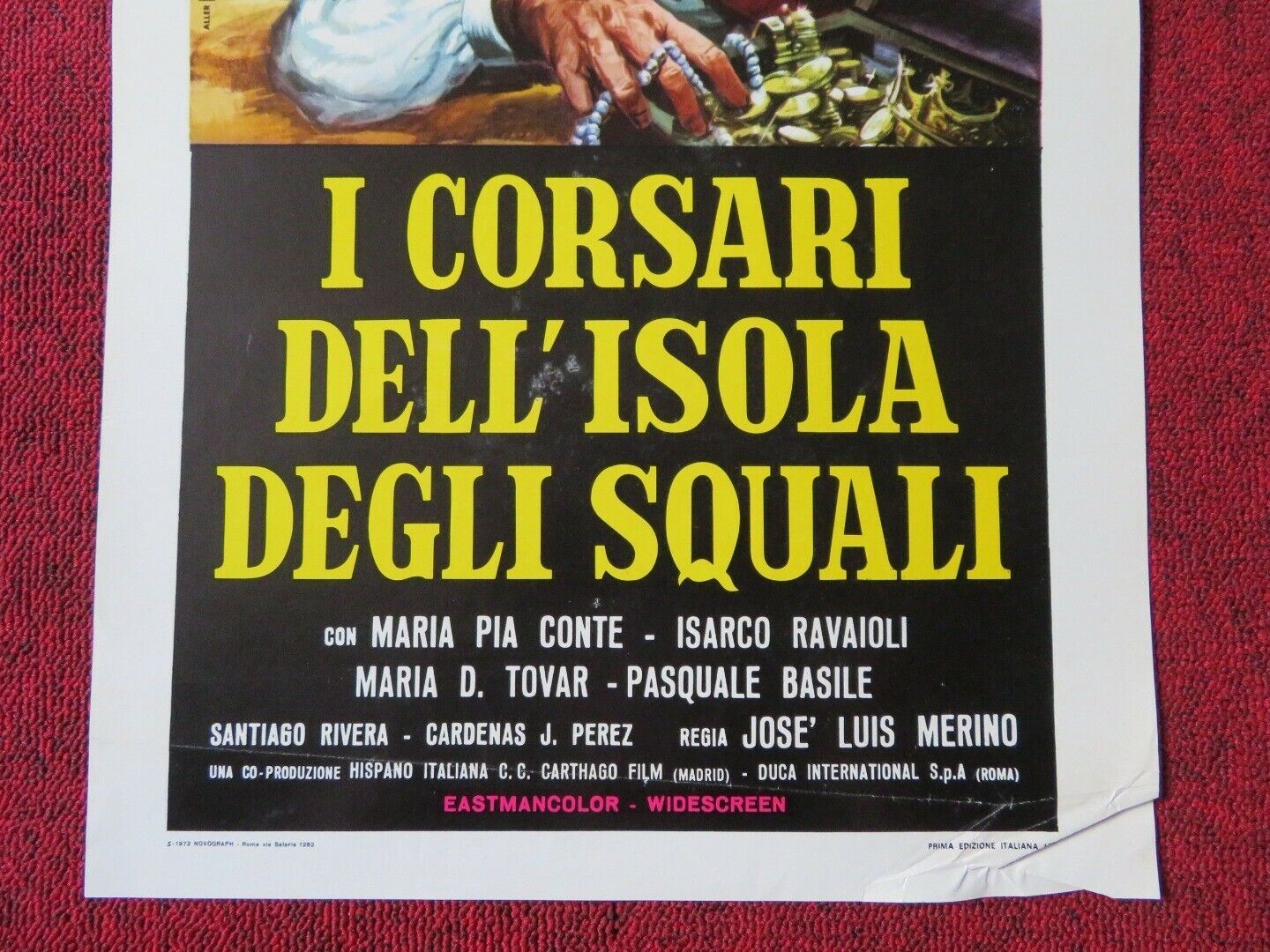 I CORSARI DELL'ISOLA DEGLI SQUALI ITALIAN LOCANDINA (27.5"x13") POSTER 1972