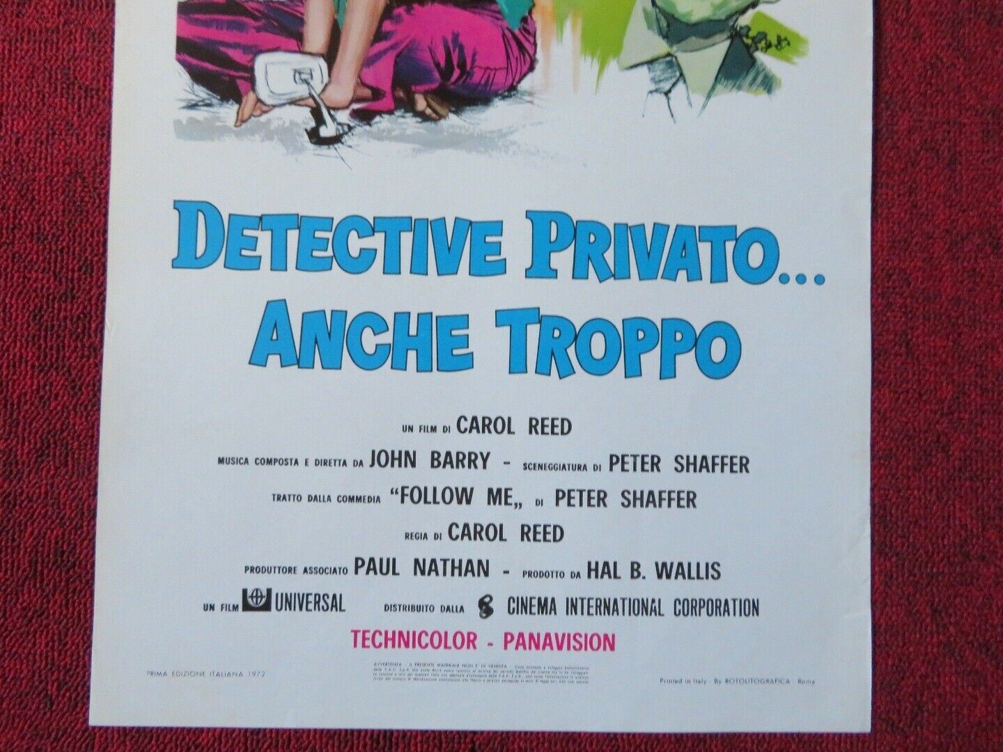 DECTIVE PRIVATO... ANCHE TROPPO ITALIAN LOCANDINA (27.5"x13") POSTER 1972