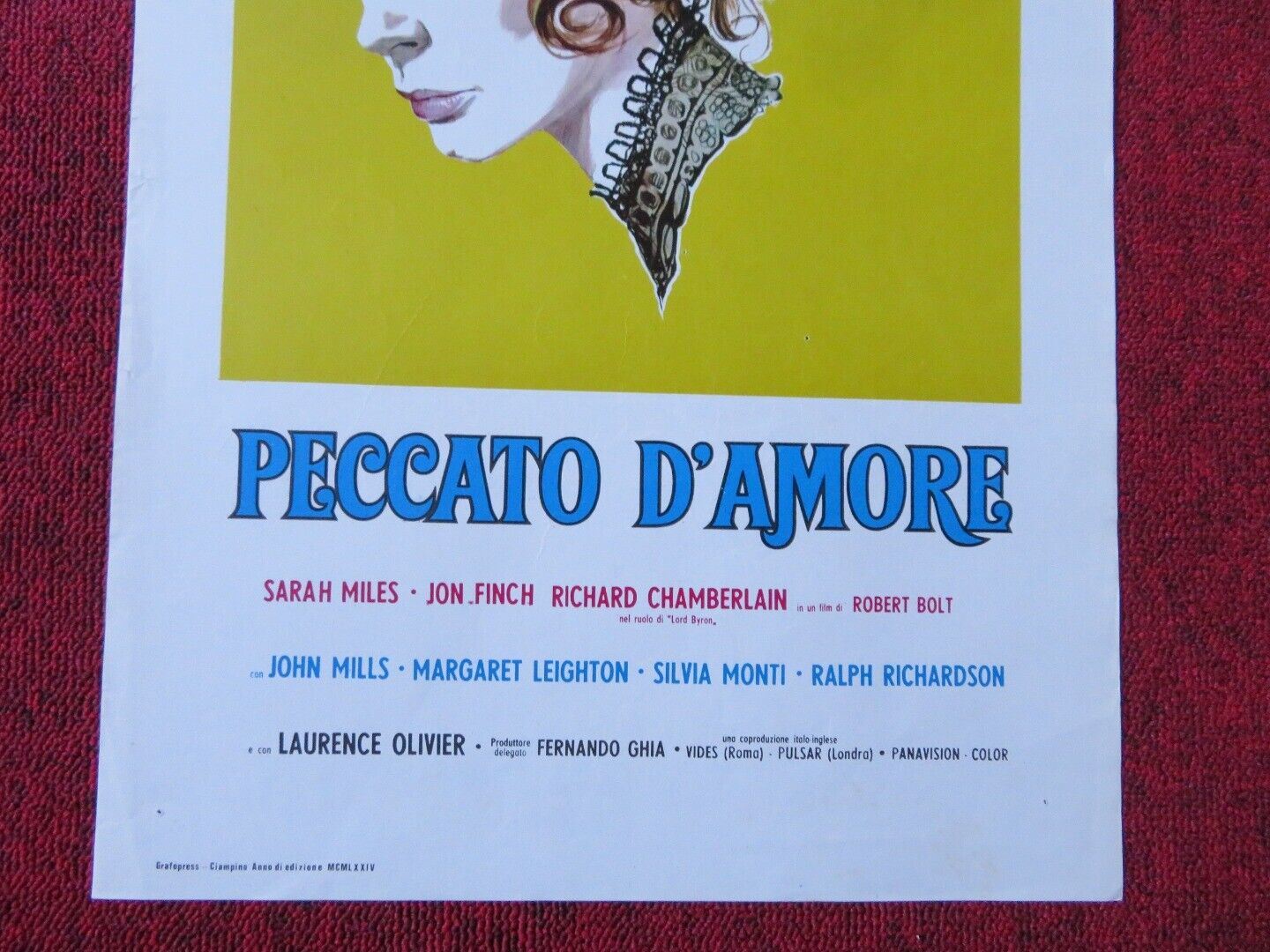 PECCATO D'AMORE/ Lady Caroline Lamb ITALIAN LOCANDINA (27.5"x13") POSTER 1972