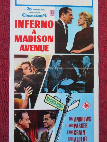 INFERNO A MADISON AVENUE ITALIAN LOCANDINA (27.5"x13") POSTER DANA ANDREWS 1961