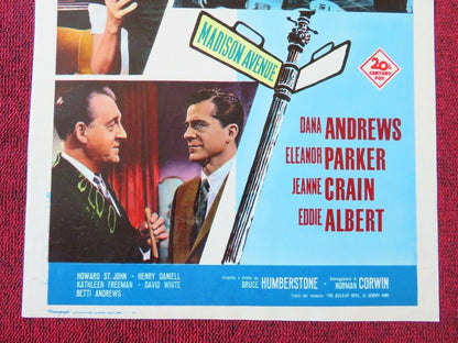 INFERNO A MADISON AVENUE ITALIAN LOCANDINA (27.5"x13") POSTER DANA ANDREWS 1961