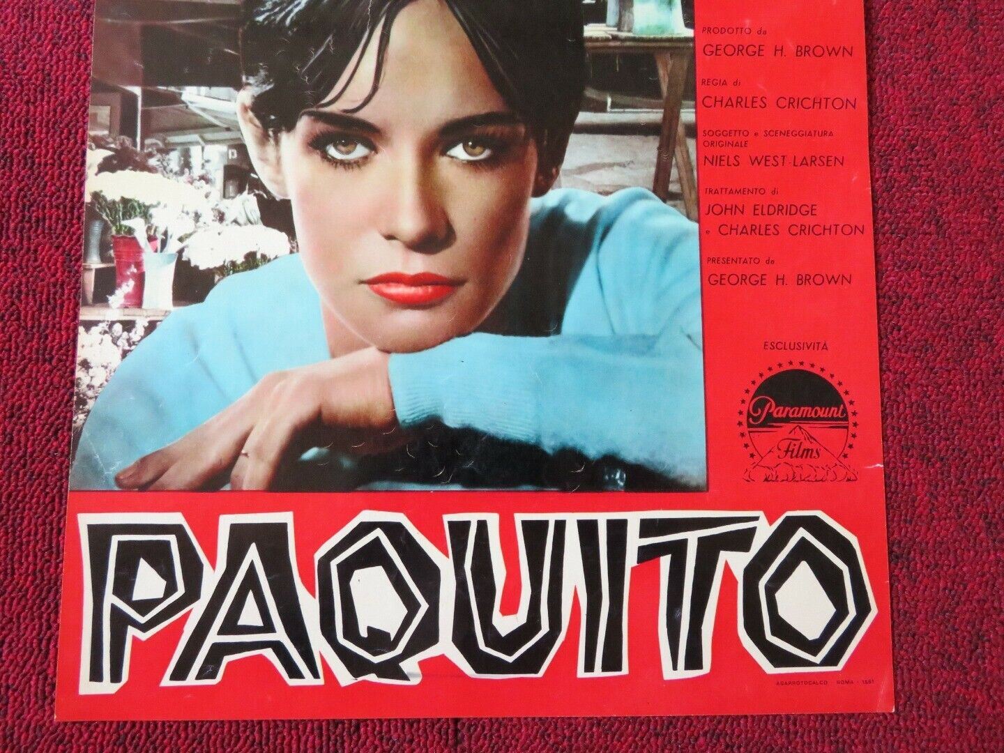 PAQUITO / The Boy Who Stole a Million ITALIAN LOCANDINA (27"x12") POSTER 1961