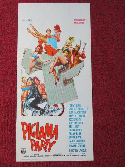 PIGIANMA  PARTY / Pajama Party ITALIAN LOCANDINA (27.5"x13") POSTER 1964