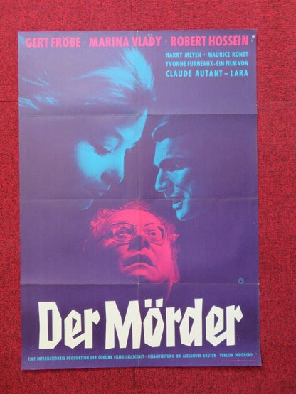 DER MORDER / ENOUGH ROPE GERMAN A1 ROLLED POSTER GERT FRÖBE MARINA VLADY 1963