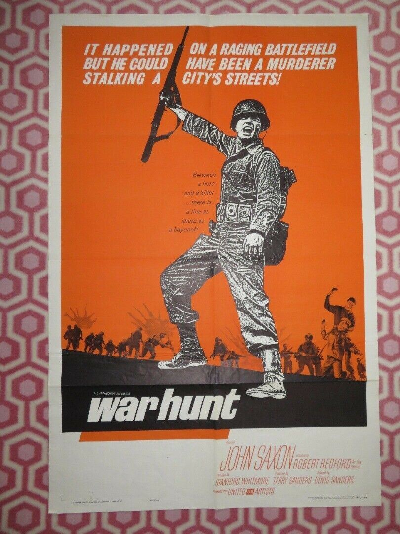 WAR HUNT  FOLDED US ONE SHEET POSTER JOHN SAXON  ROBERT REDFORD 1962