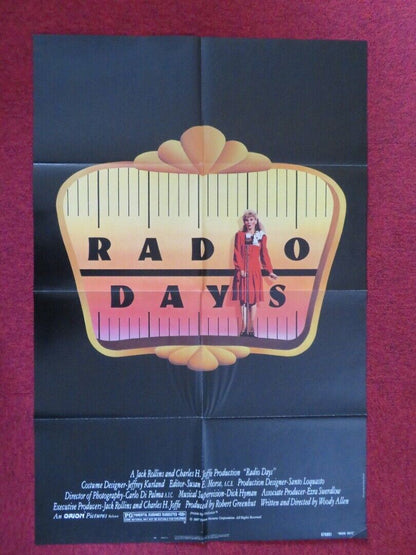 RADIO DAYS FOLDED US ONE SHEET POSTER WOODY ALLEN 1987