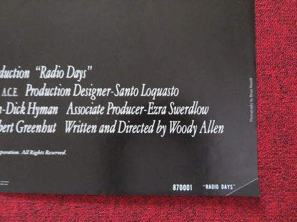 RADIO DAYS FOLDED US ONE SHEET POSTER WOODY ALLEN 1987