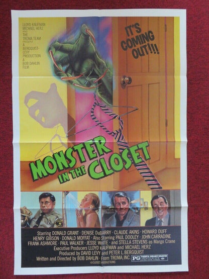 MONSTER IN THE CLOSET FOLDED US ONE SHEET POSTER DONALD GRANT DENISE DUBARRY '86