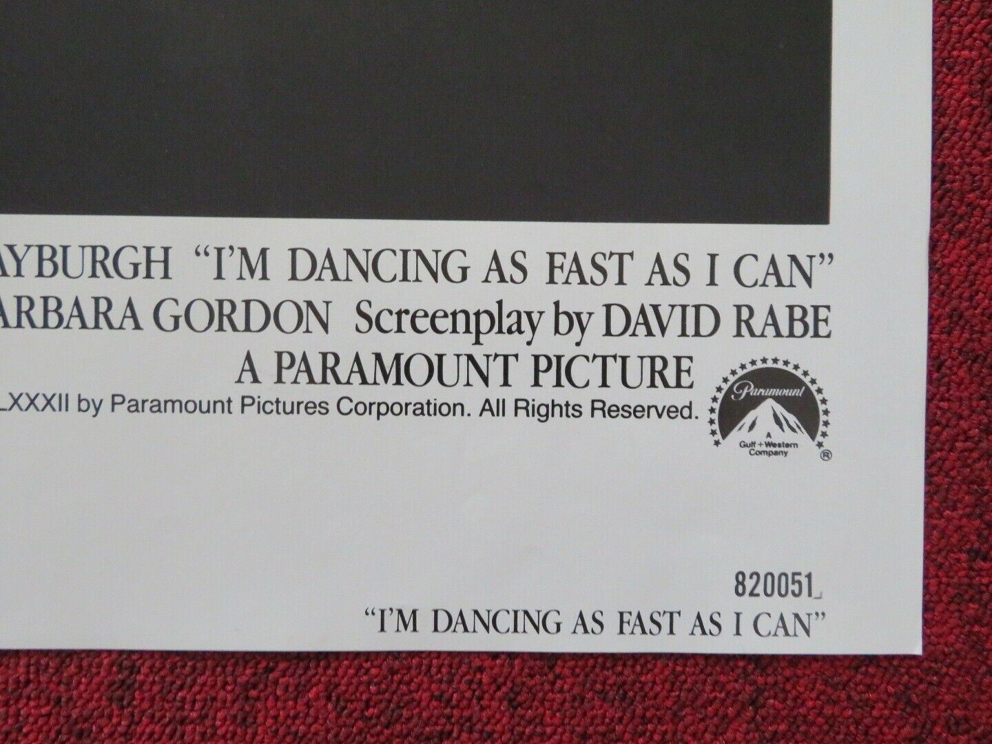 I'M DANCING AS FAST AS I CAN FOLDED US ONE SHEET POSTER JILL CLAYBURGH 1982