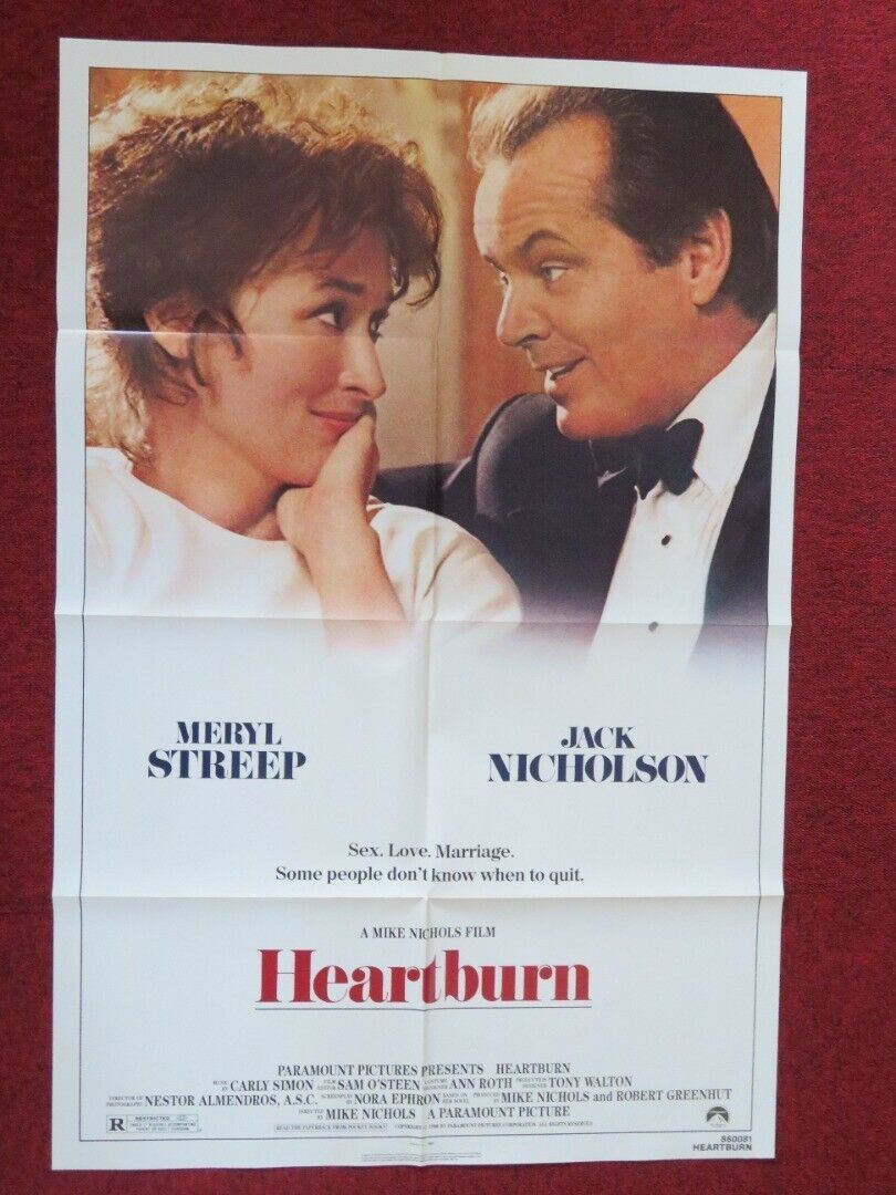 HEARTBURN FOLDED US ONE SHEET POSTER STREEP NICHOLSON 1986