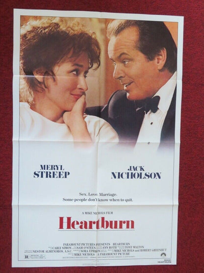 HEARTBURN FOLDED US ONE SHEET POSTER STREEP NICHOLSON 1986