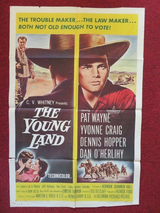 THE YOUNG LAND FOLDED US ONE SHEET POSTER PAT WAYNE YVONNE CRAIG 1958