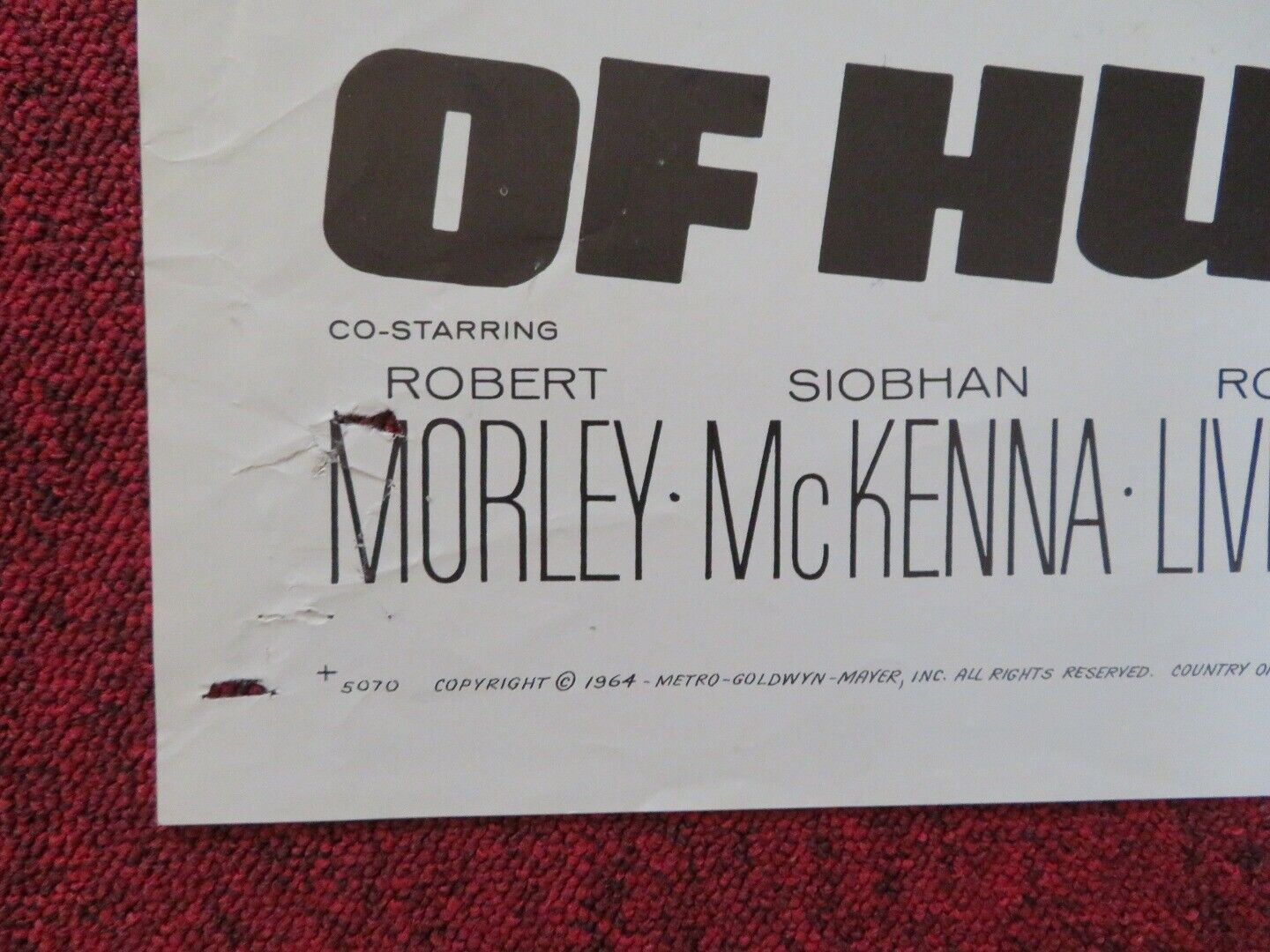 OF HUMAN BONDAGE FOLDED US ONE SHEET POSTER KIM NOVAK LAURENCE HARVEY 1964