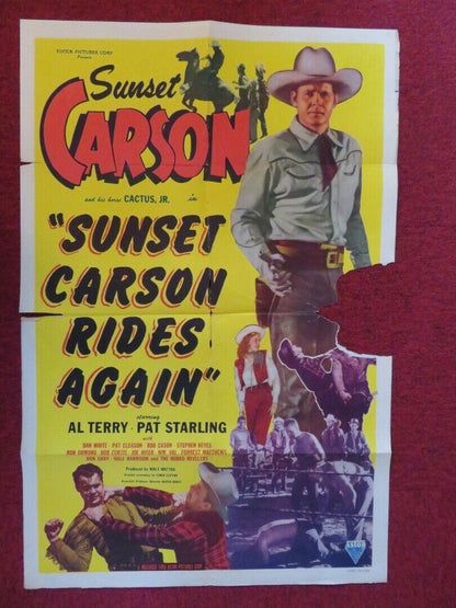 SUNSET CARSON RIDES AGAIN FOLDED US ONE SHEET POSTER AL TERRY PAT STARLING 1948